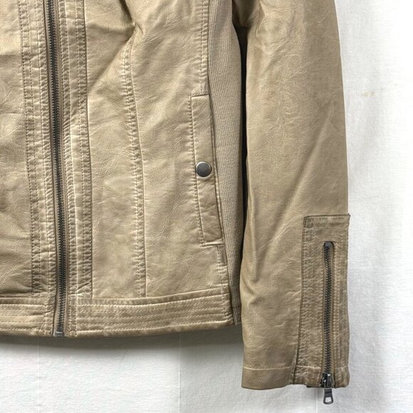 Selby Collection Jacket Womens Sz XL Cream Faux Leather Distressed Stretch Moto - Picture 5 of 10